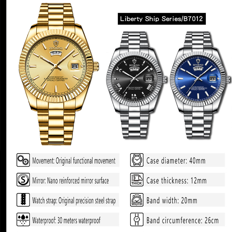 BINBOND B7012 남성 패션 비즈니스 스포츠 쿼 - Rolex Watch Datejust 리뷰 및 가격