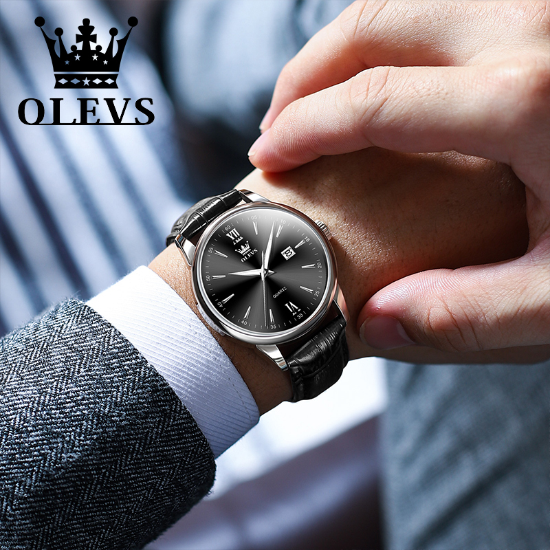 OLEVS 남성용 쿼츠 시계, 패셔너블한 비즈니스 방수 - Leather Watch Band Men 리뷰 및 가격