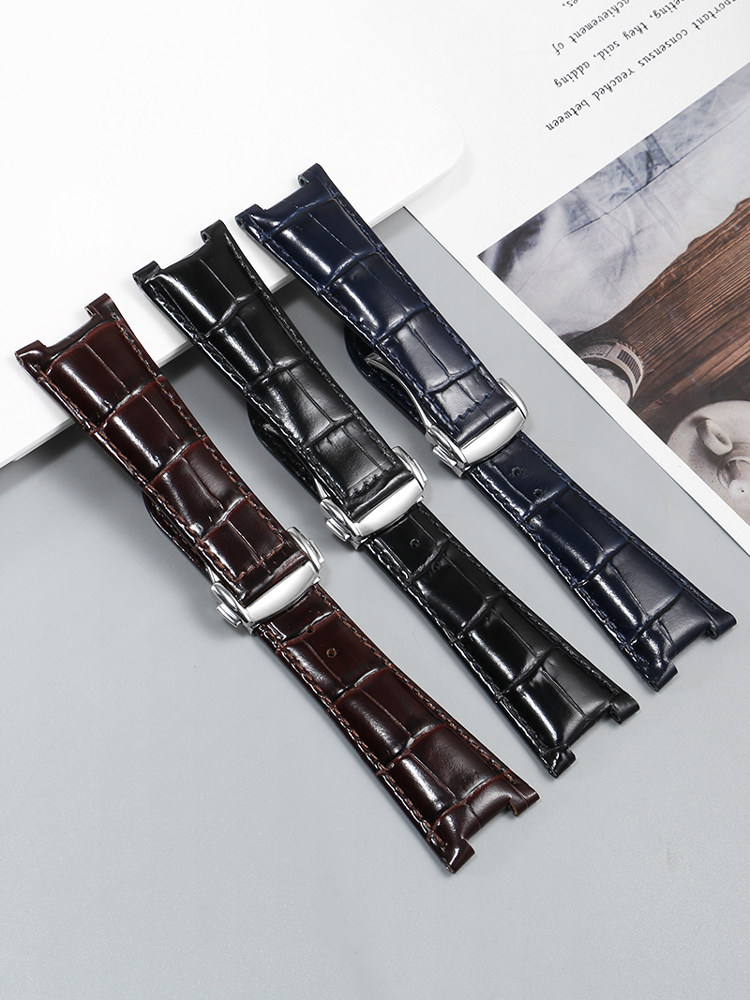 남성용 가죽 노치 블랙 및 블루 24mm 접이식 버클  - Omega Watch Constellation 리뷰 및 가격